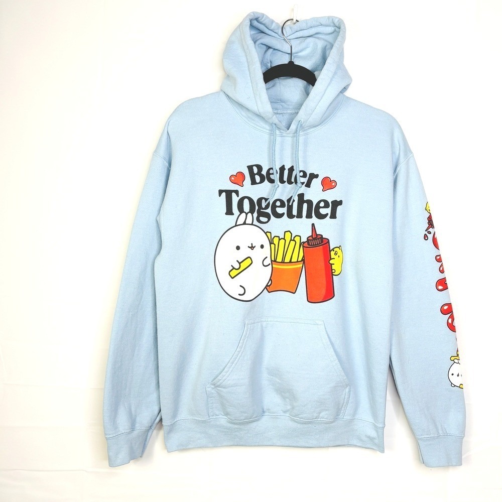 Molang Better Together Hoodie Sweatshirt Medium Fries and Ketchup Graphic M